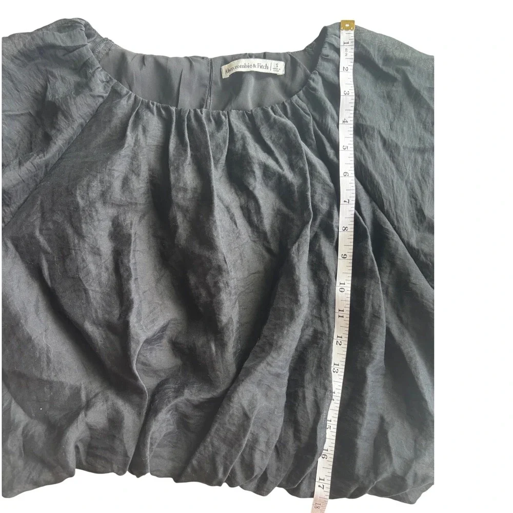 Abercrombie Black Puff Sleeve Cropped Blouse Balloon Sleeve Top Whimsigoth Small
